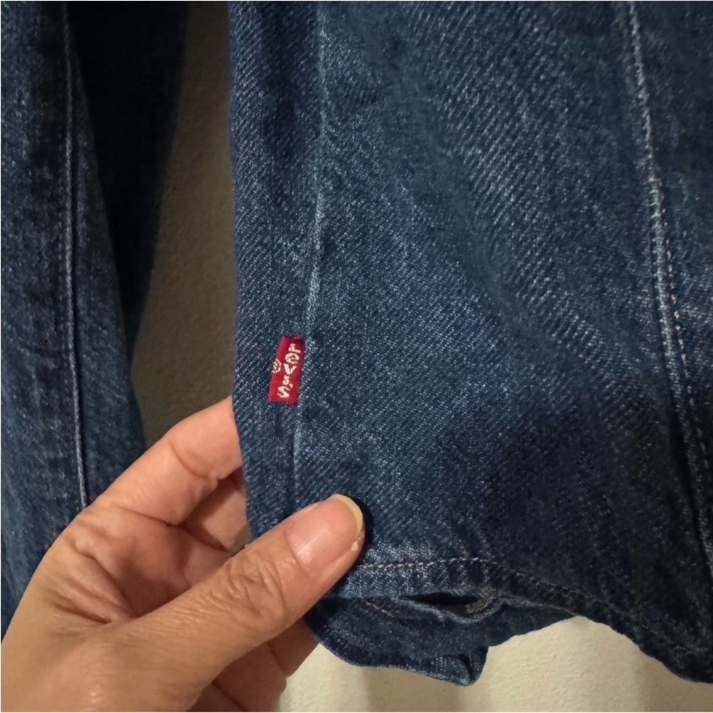 Levi’s Weston Denim Long Sleeve Cropped Blouse Dark Wash Western 2023-XS - Picture 7 of 11